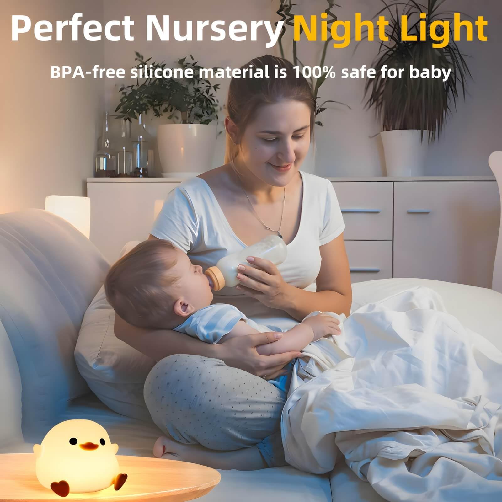 Dodo Duck Night Light - Rechargeable Dimmable LED Duck Lamp with 20-Minute Timer & Touch Control | Cute Silicone Nursery Nightlight for Baby Rooms, Bedrooms & Living Rooms | Perfect for Nighttime Feeding, Reading & Relaxation