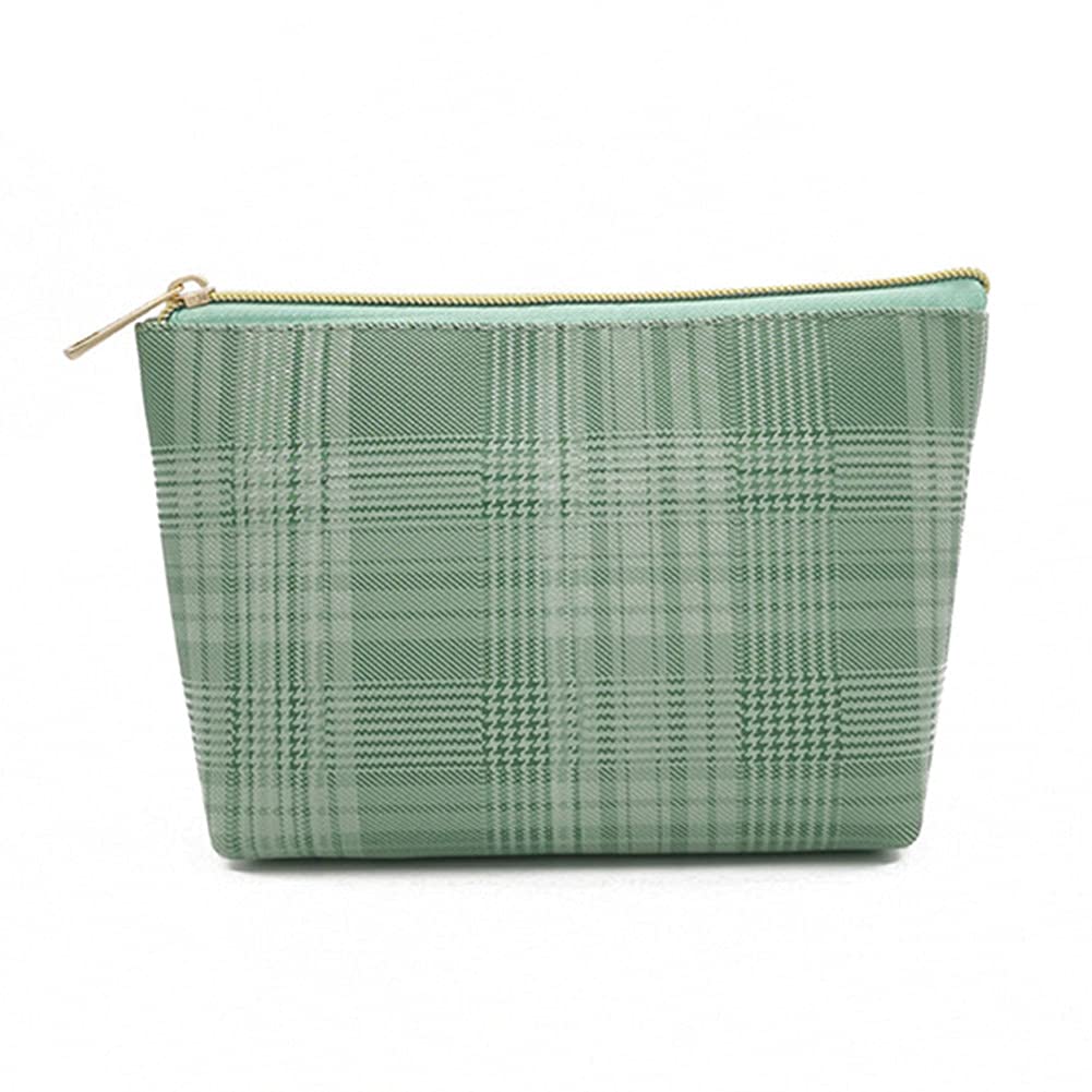 Stylish Plaid Makeup Bag for Women & Girls - Small Travel Cosmetic Organizer with Zipper, 3D Toiletry Pouch for Cosmetics, Pencils & Essentials - Perfect for Travel, Gym & Daily Use