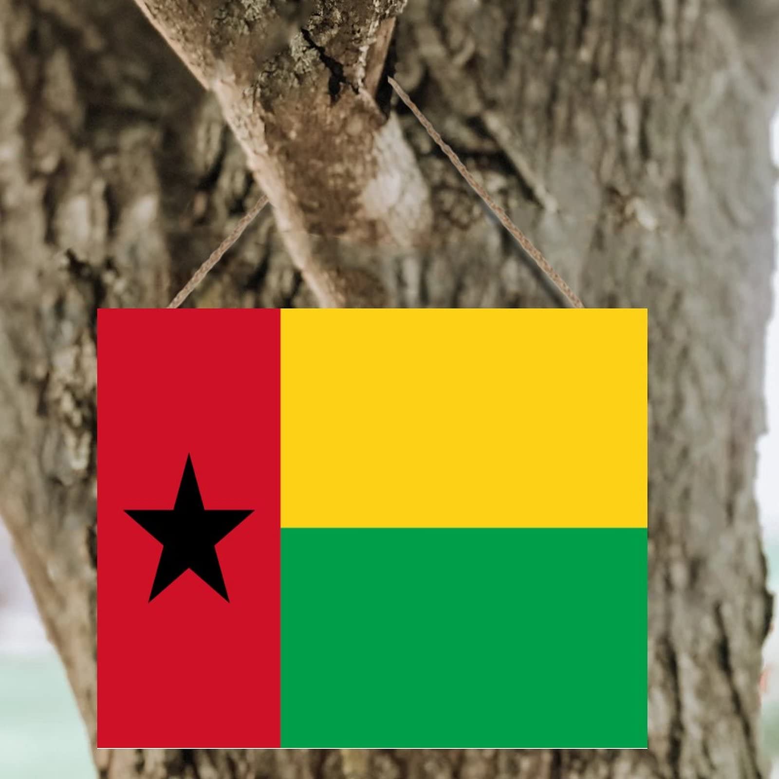 Guinea-Bissau Flag Wooden Plaque - Patriotic Home Decor, Rustic Wood Sign for Wall Hanging, Personalized Door Sign (8x10 Inches) - Perfect for Playroom, Office, or Man Cave Decor