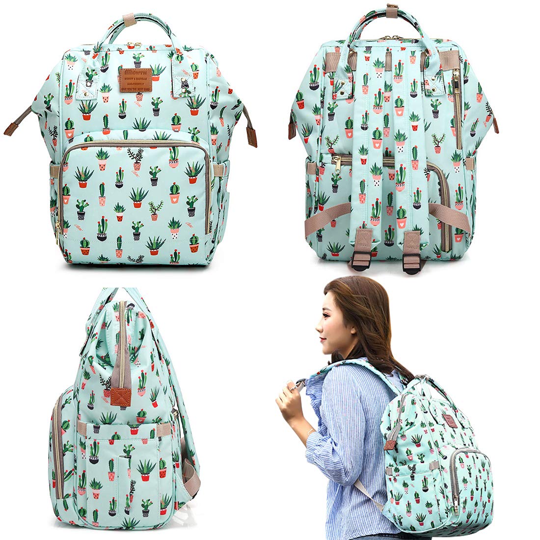 Baby Diaper Backpack for Girls & Moms - Large Waterproof Nappy Bag with Changing Pouch & Stroller Straps | Perfect for Travel, Daycare & On-the-Go Parenting