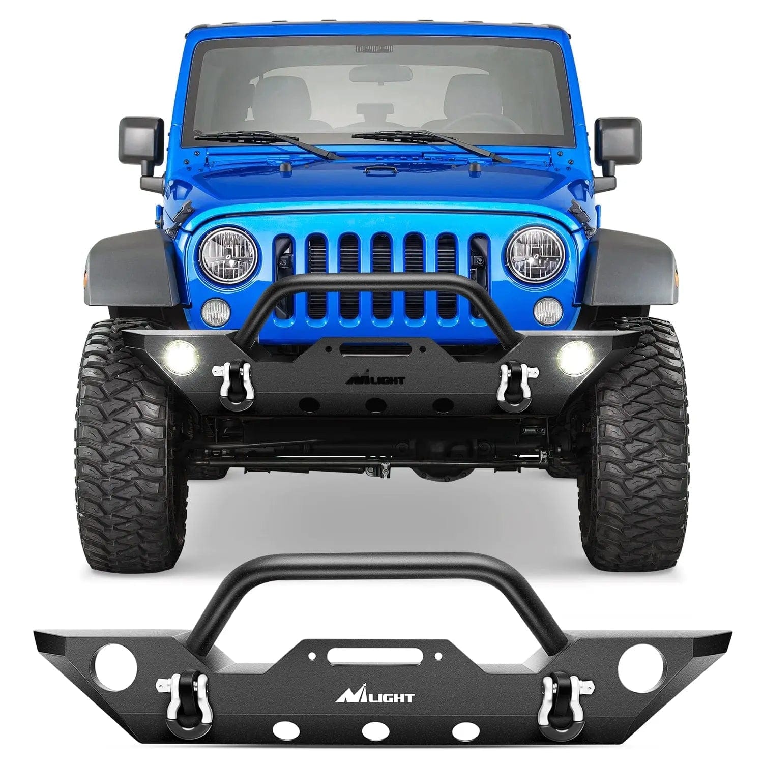Jeep Wrangler JK/JKU Front Bumper Rock Crawler with Fog Light Holes & Winch Plate (2007-2018) - Off-Road Adventure & Trail Riding Accessory