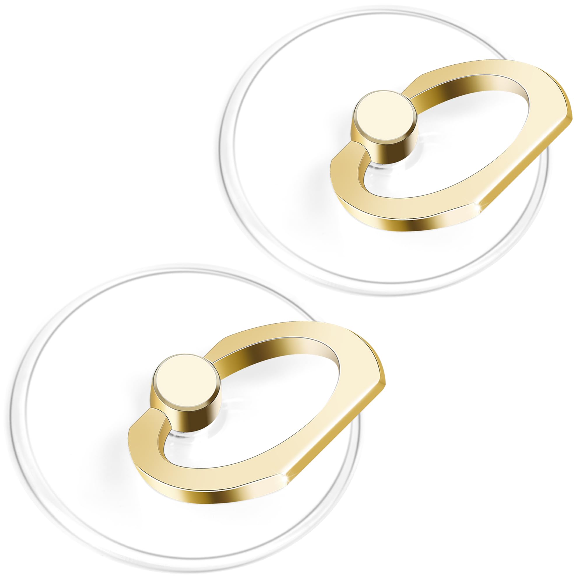 JCHIEN Universal Phone Ring Holder - Transparent Finger Grip & Kickstand for iPhone, Samsung Smartphones (2 Pack, Gold) | Perfect for Hands-Free Viewing, Selfies, and Secure Phone Grip