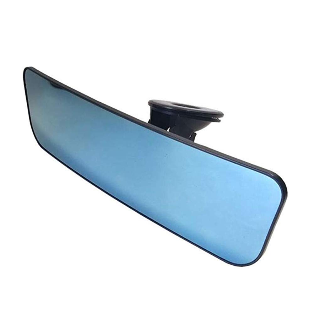 BININBOX Universal Anti-Glare Panoramic Rear View Mirror for Cars & Trucks - Wide Angle Clip-On Baby Safety Mirror with Suction Cup (Blue) | Perfect for Family Road Trips & Child Monitoring