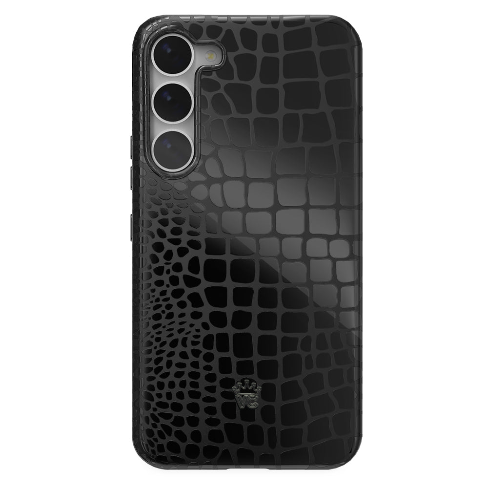 Samsung Galaxy Phone Case - Durable Black Crocodile Pattern Cover for Samsung S21/S20/S10/Note 20 - Stylish & Protective Phone Case for Everyday Use, Work & Travel