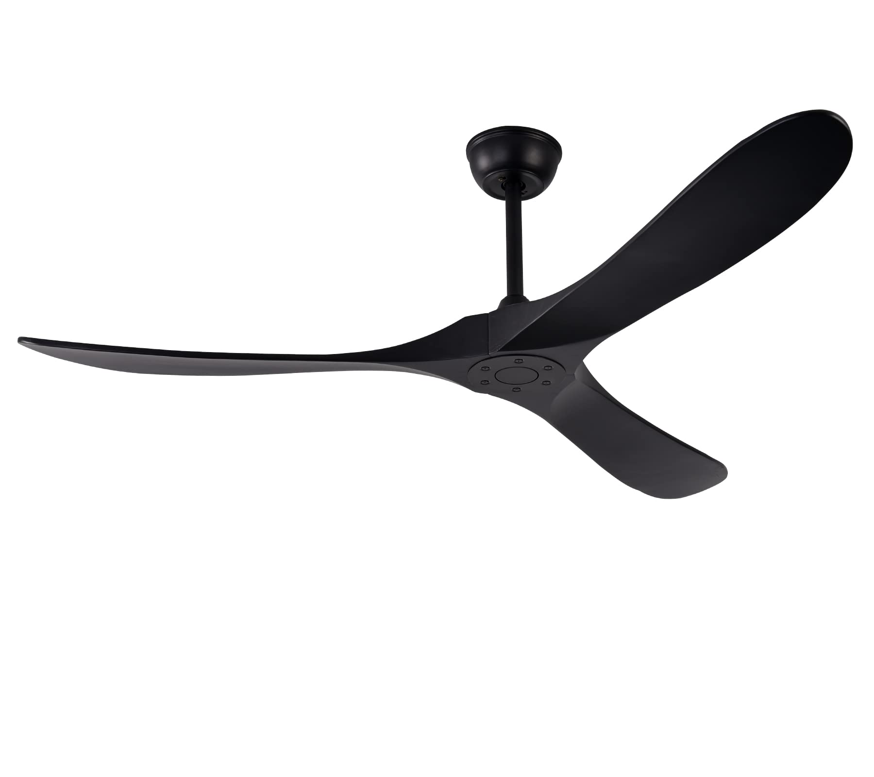 60-Inch Outdoor Ceiling Fan with Remote Control - 3 Balsa Wood Blades, Matte Black Finish, Reversible DC Motor for Ultra Quiet & Energy Efficient Operation - Perfect for Patio, Deck, Gazebo & Indoor Spaces (60