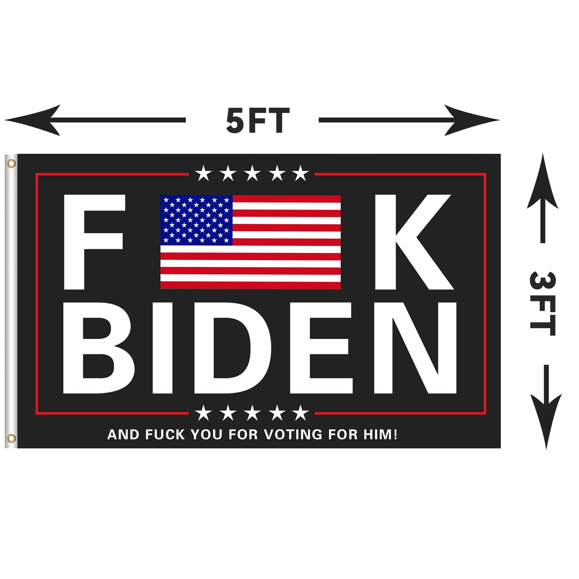 FJB Flag 3x5 FT - 100D Polyester American Political Flag with 2 Brass Grommets for Indoor & Outdoor Display - Perfect for Protests, Rallies and Political Events
