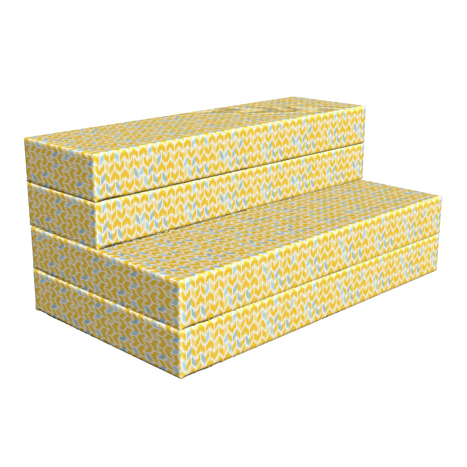 Ambesonne Yellow Chevron Foldable Mattress - Ikat Style Tile Design, 78.7