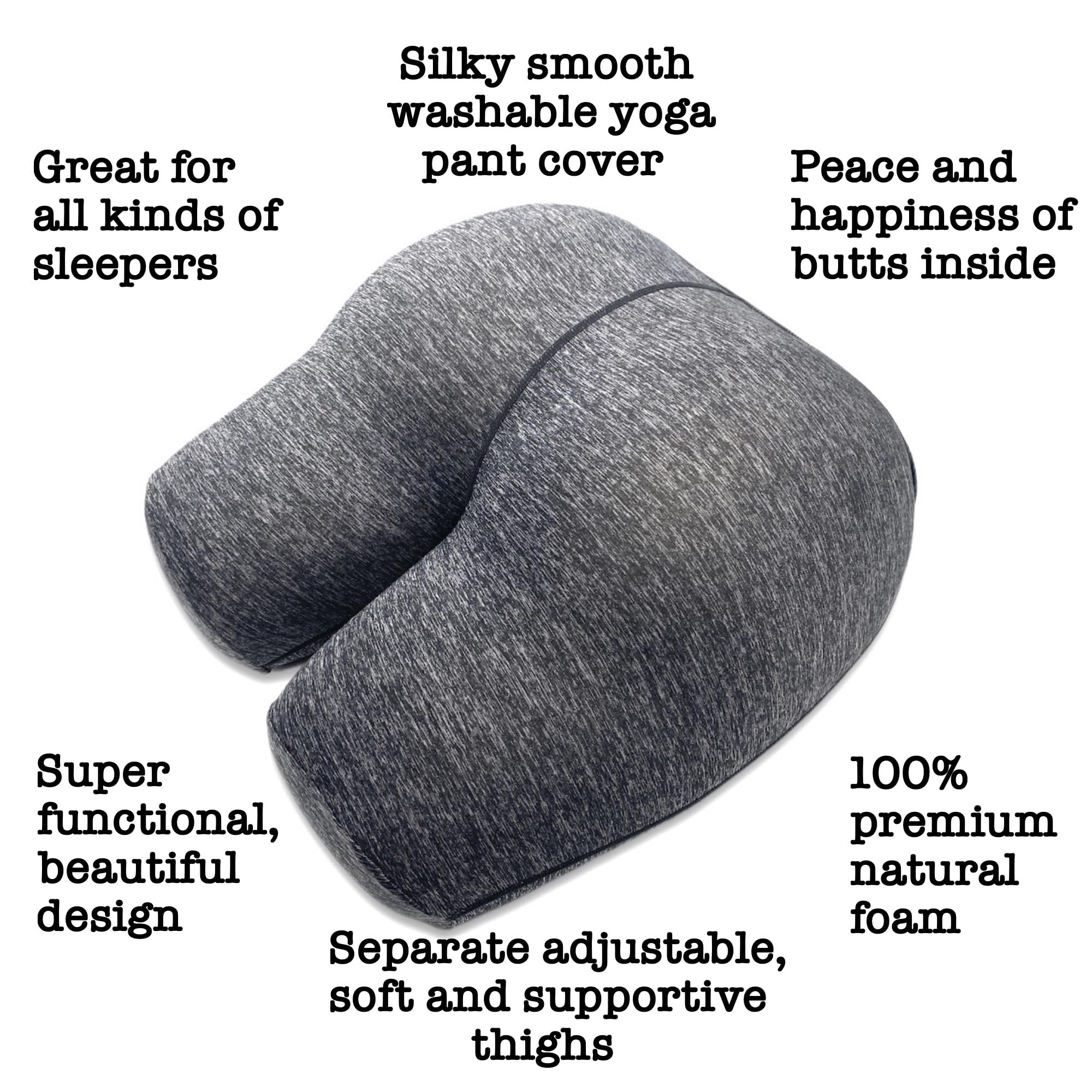 **Ergonomic Butt-Shaped Pillow for Back & Hip Support – Soft, Natural, Stress-Relieving Cushion with Yoga Pant Cover – Perfect for Side Sleepers, Office Chairs & Meditation**