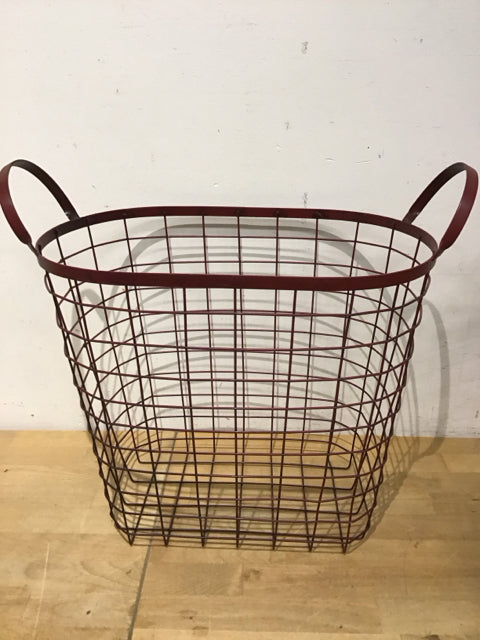 16x14 Merlot Metal Basket - Rustic Decorative Storage Bin for Home Organization | Perfect for Living Room, Bedroom, or Bathroom Storage