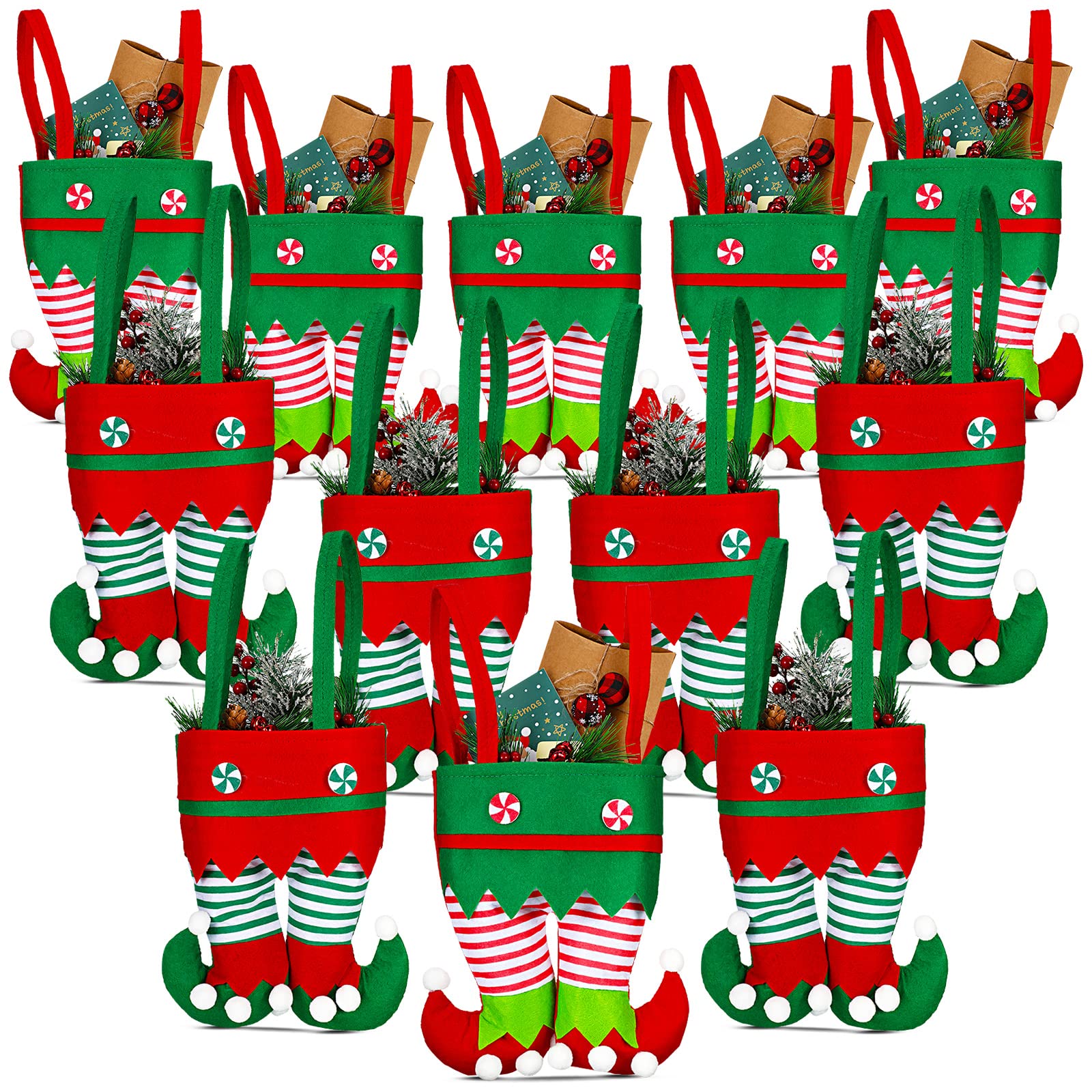 Shappy Christmas Candy Bags - Santa Pants & Elf Boots Style Gift Bags (12-Piece Set) for Holiday Party Favors, Stocking Stuffers & Xmas Decorations - Perfect for Boys & Girls Christmas Celebrations, Classroom Treats & Festive Gift Giving