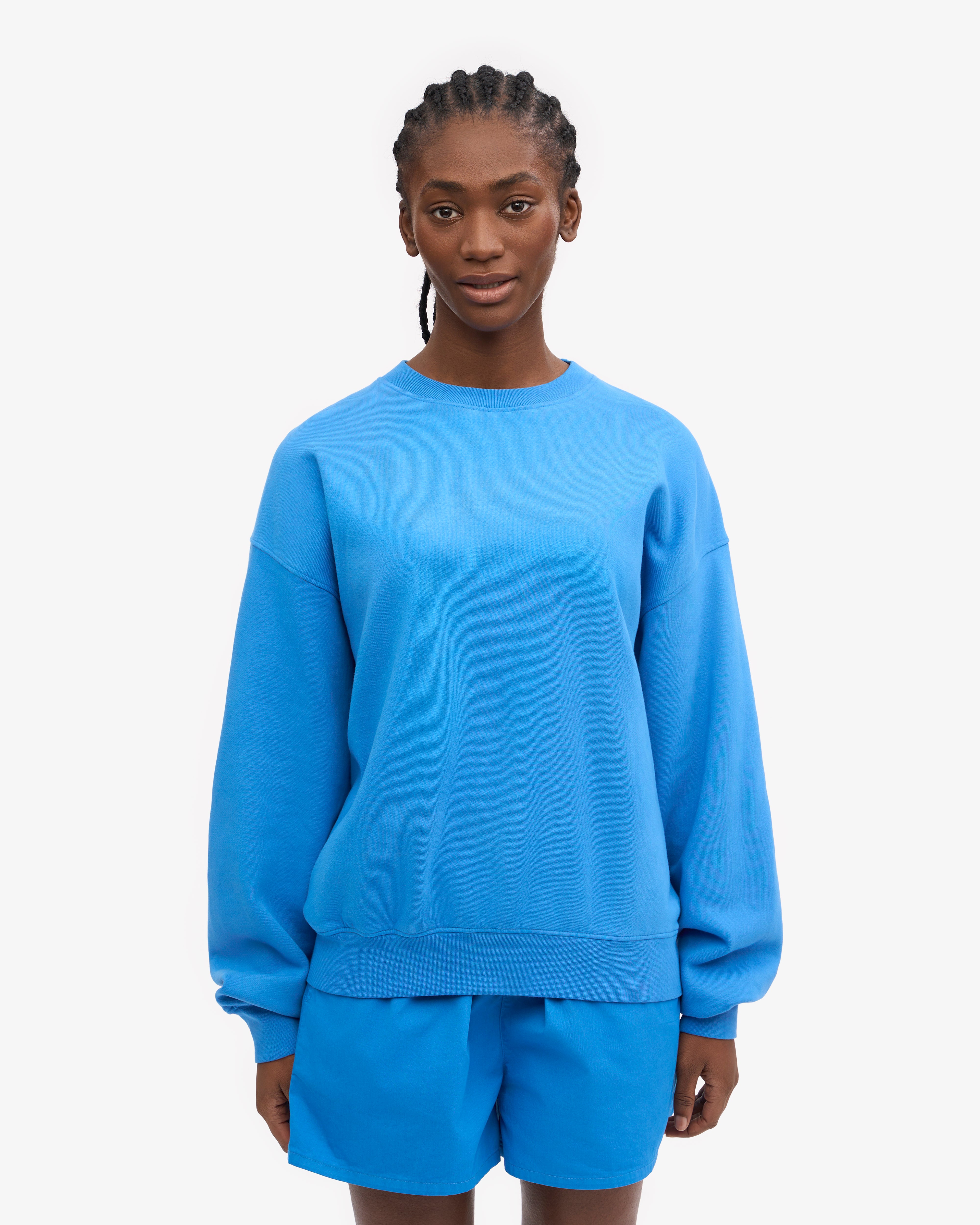 Organic Oversized Crewneck Sweatshirt - Pacific Blue | Soft & Comfortable Unisex Pullover for Casual Wear & Loungewear
