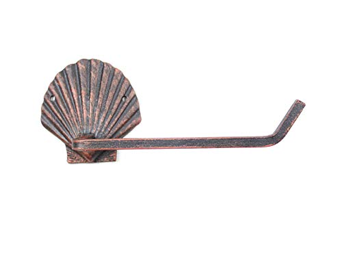 Rustic Copper Cast Iron Shell Toilet Paper Holder 10