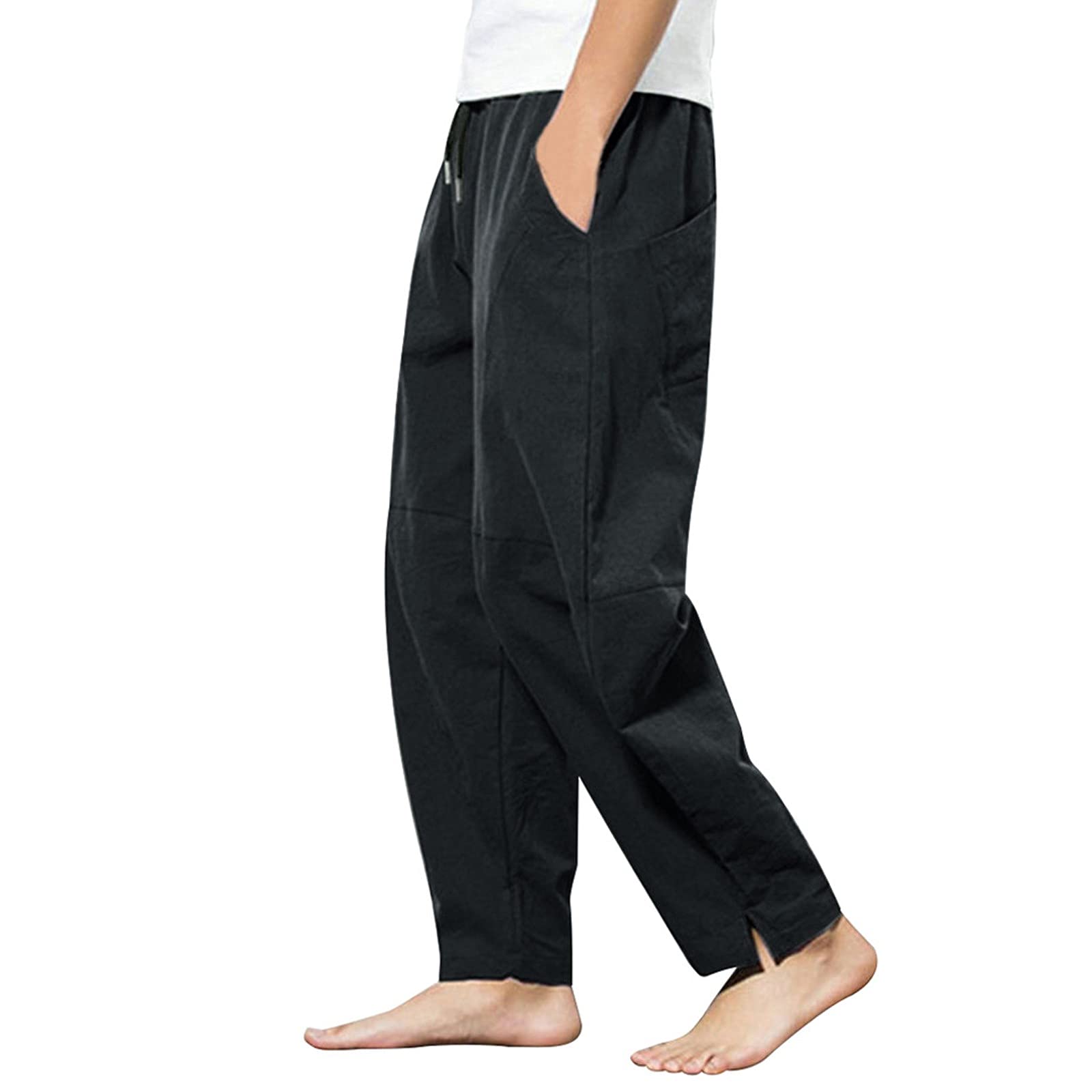Premium Men's Classic Fit Flat Front Dress Pants - Comfortable Work & Casual Cargo Pants for Office, Travel & Workout | Breathable & Stylish Harem Pants for Men