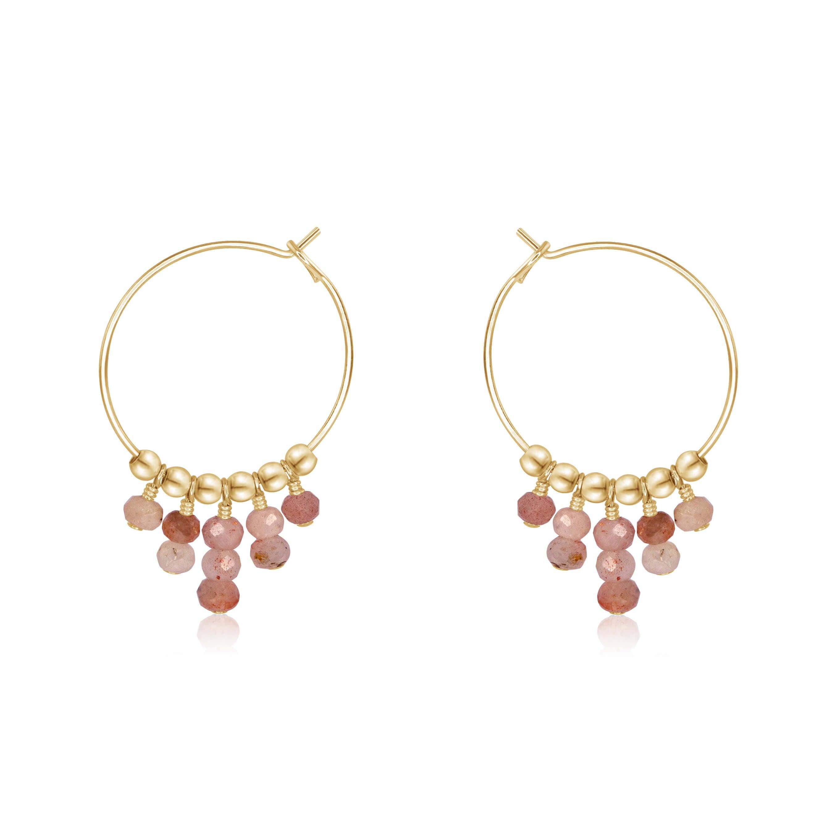 Sunstone Statement Hoop Earrings for Women - Elegant 14K Gold Plated Dangle Earrings | Perfect for Parties, Weddings & Everyday Wear