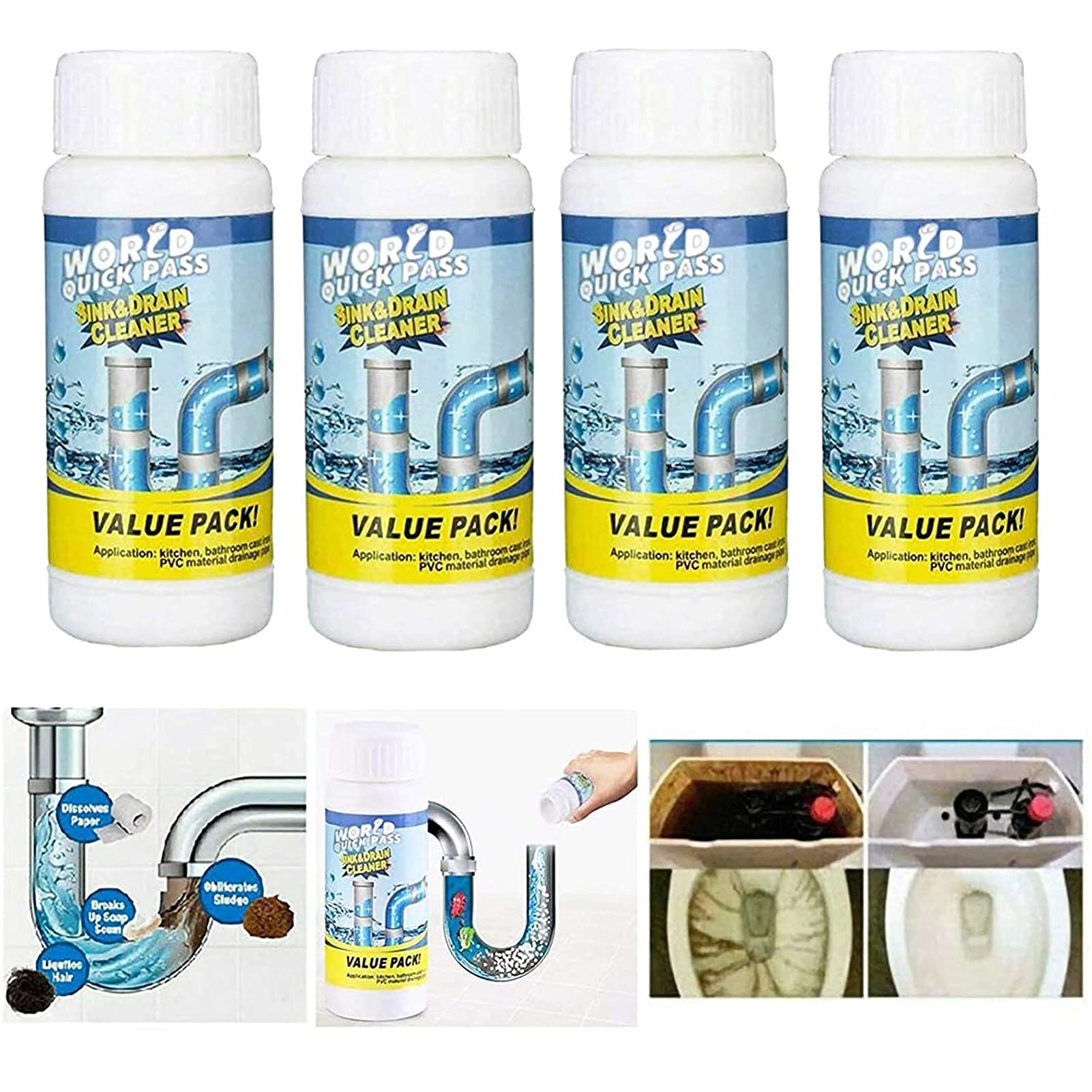 Wild Tornado Pipe Dredge Deodorant - Powerful Sink & Drain Cleaner | Portable Powder Clog Remover for Kitchen, Toilet & Bathroom Pipes | Fast-Acting Chemical Cleaning Agent for Home & Commercial Use