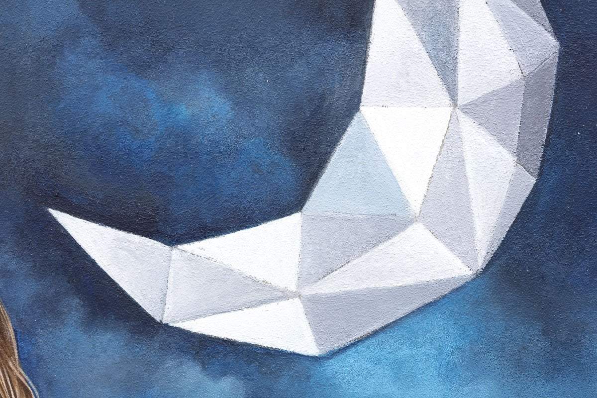 Original A Paper Moon Artwork - Handmade Vintage Decor for Home & Office Wall - Perfect for Living Room, Bedroom, or Gift Giving
