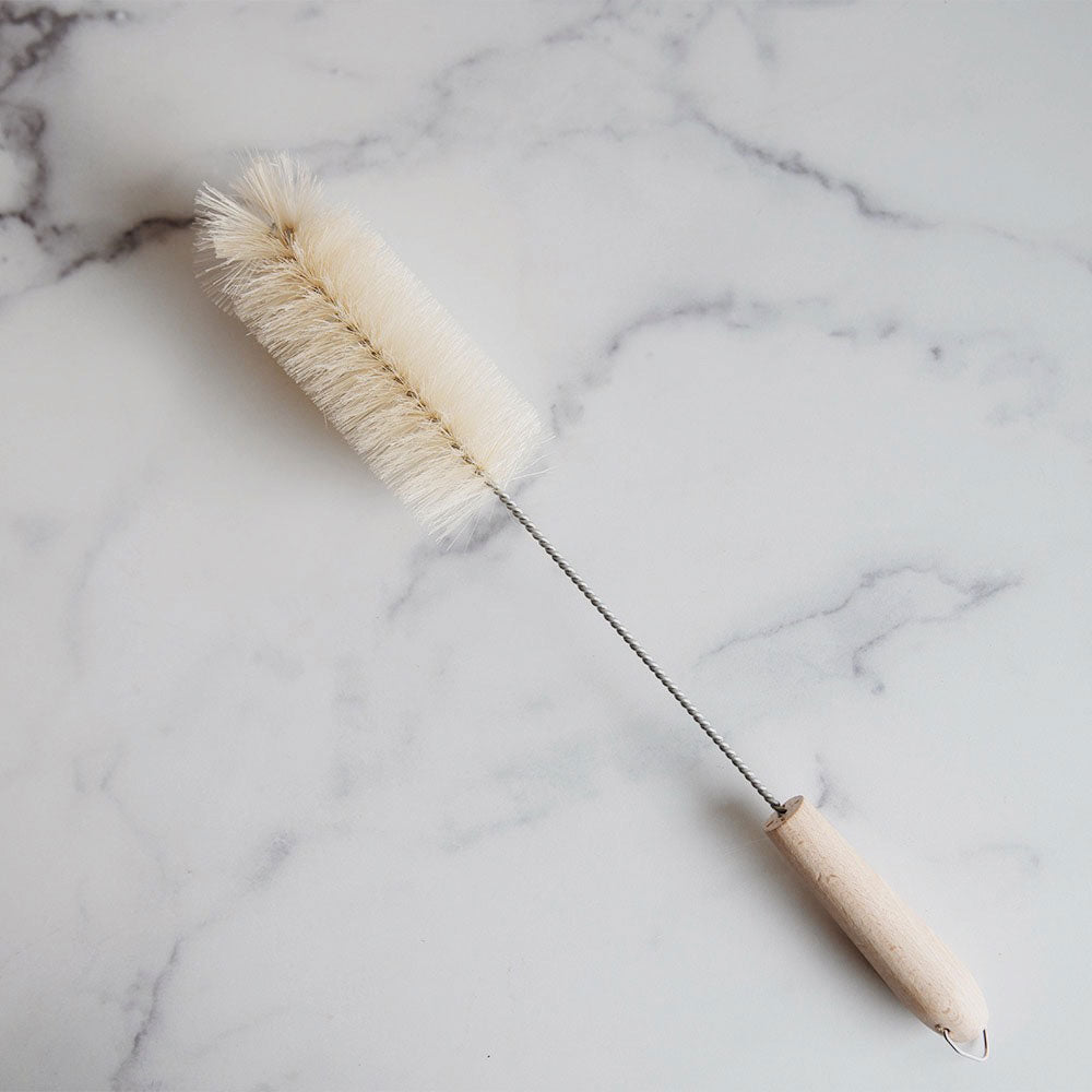 Essential Everyday Wooden Glass & Bottle Brush - Natural Cleaning Brush for Wine Glasses, Baby Bottles & Mason Jars - Perfect for Kitchen, Bar & Home Cleaning