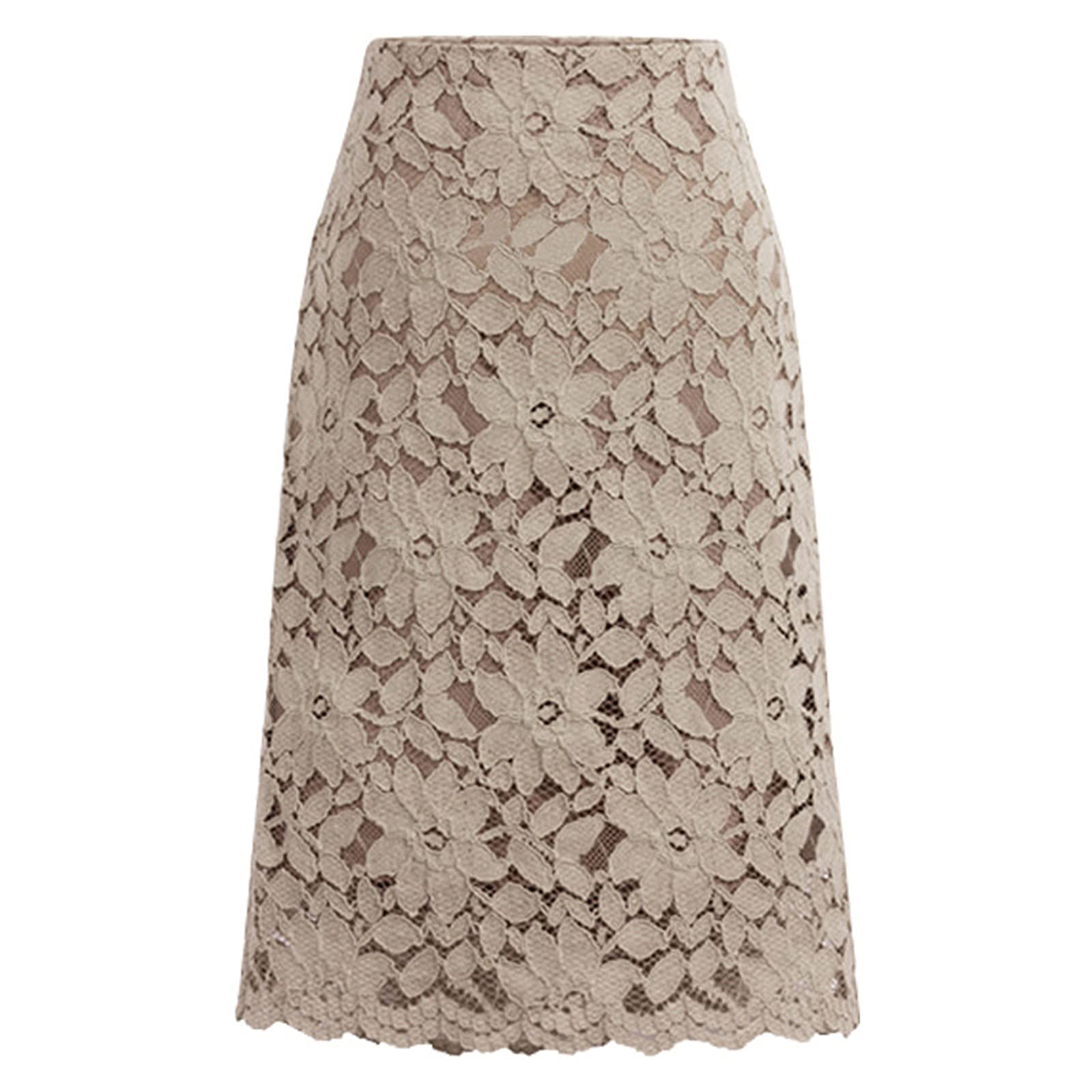 Elegant Floral Lace Midi Skirt for Women - High Waist Stretchy Pencil Skirt for Office & Casual Wear | Perfect for Work, Date Night & Summer Outfits