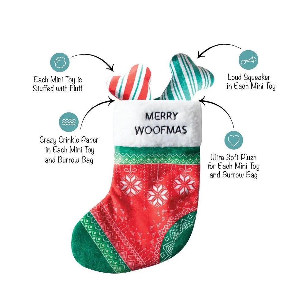 Christmas Sock Hide and Seek Dog Plush Toy - Interactive Pet Toy for Dogs with Squeaker, Fun Holiday Gift for Puppies - Perfect for Indoor Playtime & Training