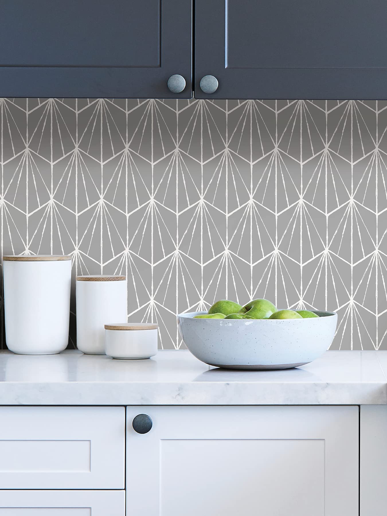 NuWallpaper Grey Dorset Peel & Stick Wallpaper - Self-Adhesive Removable Wallpaper for Bedroom, Living Room, Kitchen - Easy DIY Home Decor Upgrade
