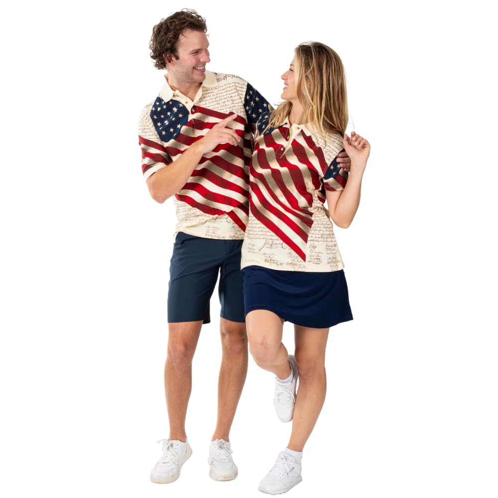 Men's Patriotic American Flag Golf Shirt - USA Independence Day 4th of July Polo Shirt for Men | Perfect for Golf Outings, BBQ Parties & Patriotic Events