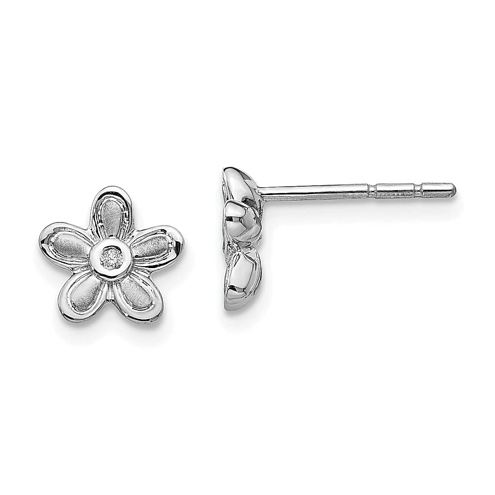 925 Sterling Silver Diamond Flower Stud Earrings for Women - Elegant Floral Jewelry Gift for Her - Perfect for Gardening, Weddings & Special Occasions