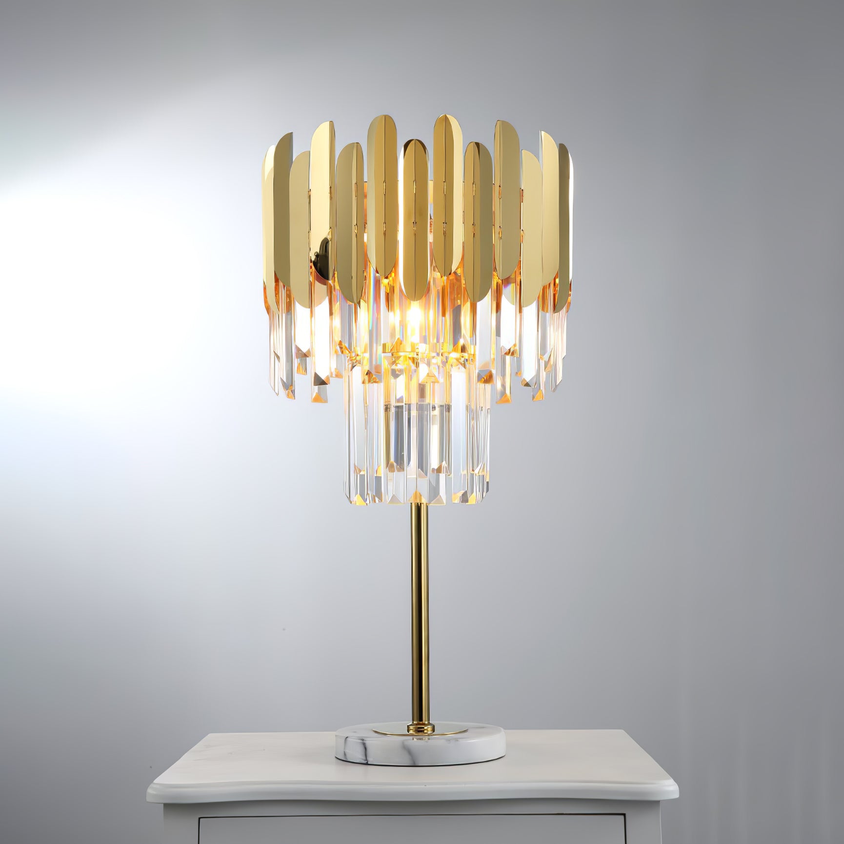 Elegant Crystal Marble LED Desk Lamp - Modern Office & Study Table Light for Home, Bedroom, Dorm - Perfect for Reading, Working & Decor