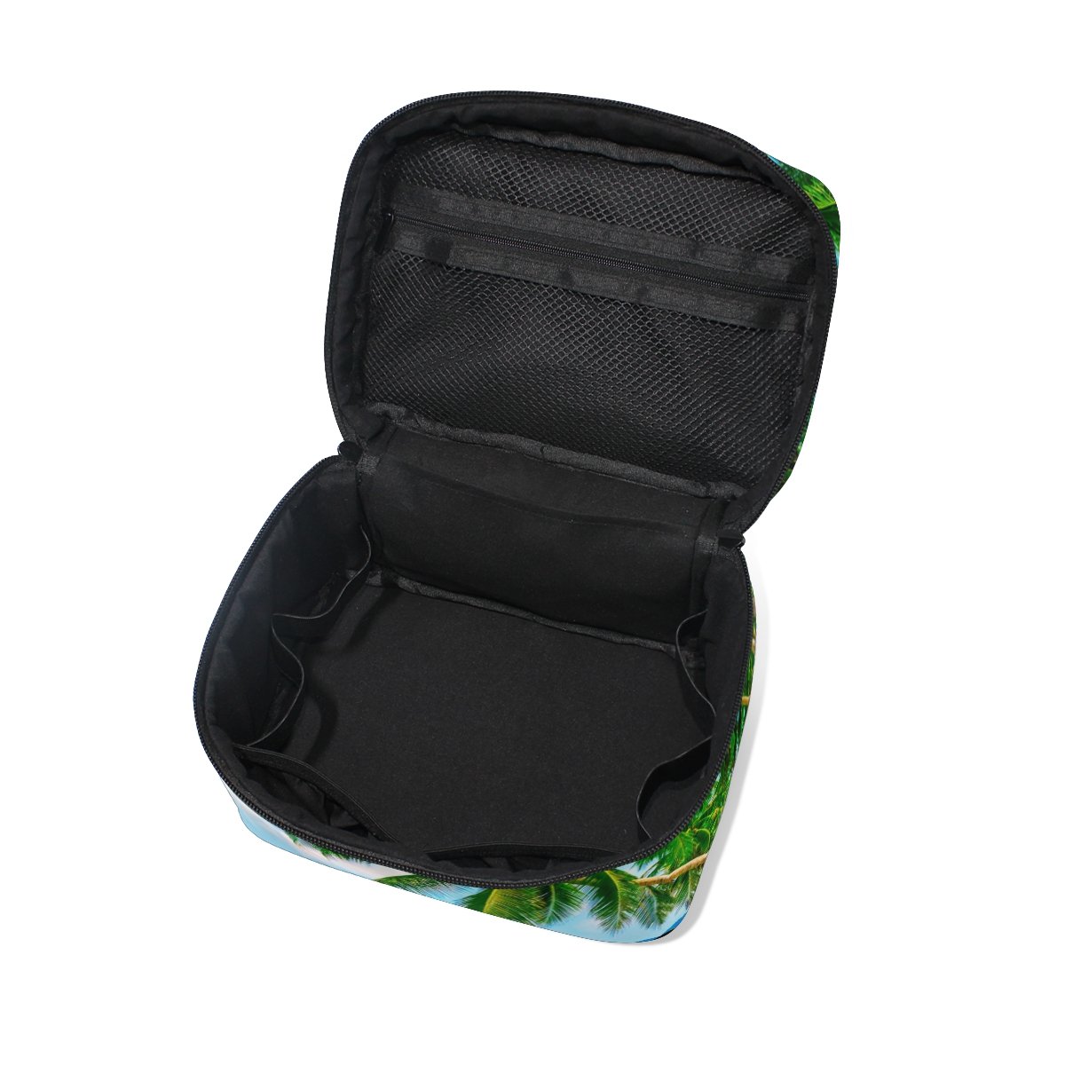 Stylish Tropical Hawaiian Beach Cosmetic Bag for Women - Waterproof Travel Makeup Organizer with Train Case Storage | Perfect for Vacations, Beach Trips & Daily Beauty Essentials