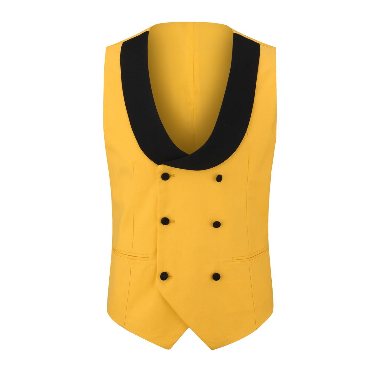 3 Piece Men's Slim Fit One Button Peaked Lapel Tuxedo Suit Set in Yellow | Formal Wedding, Prom & Business Attire | Perfect for Groomsmen, Evening Events & Special Occasions
