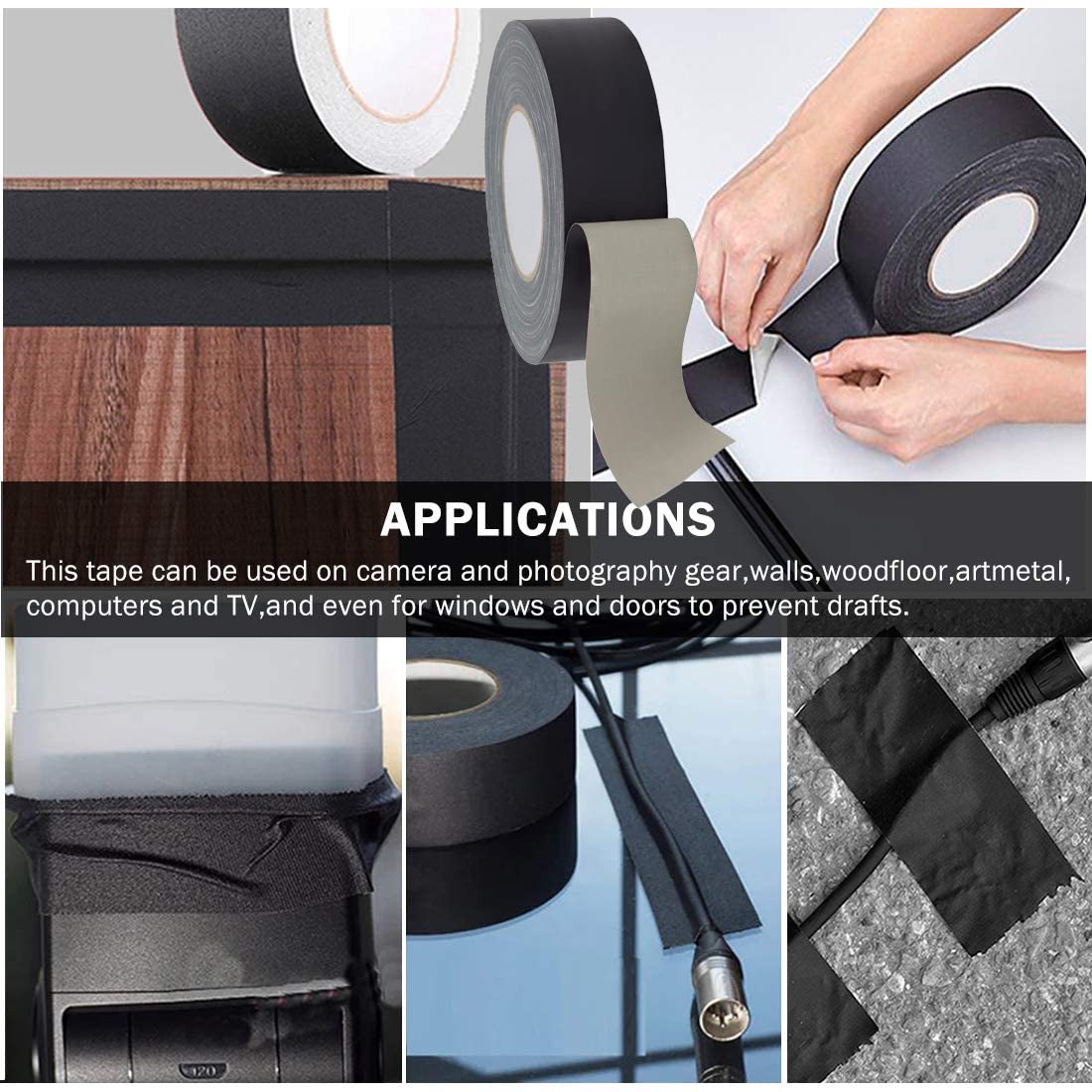 10FT Professional Gaffer Tape - No Residue Matte Photographic Tape for Stage, Electrical & DIY Projects - Strong Hold, Easy Tear Non-Reflective Tape for Photography, Theater & Home Use