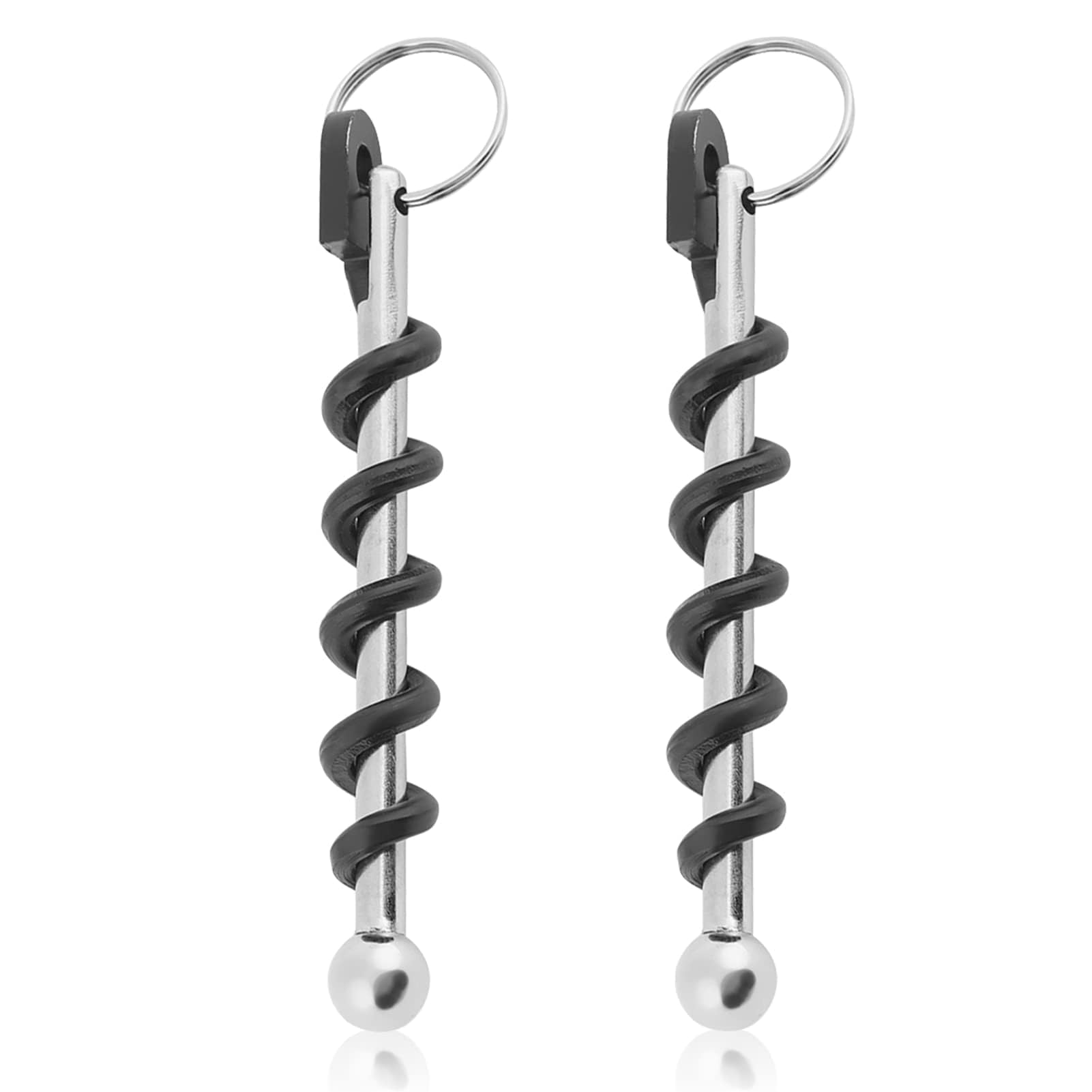 2Pcs Stainless Steel Corkscrew Keychain - Mini Wine Bottle Opener, Multifunctional Can & Jar Lid Opener for Home, Travel & Camping Accessories