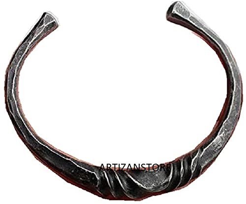 Viking Celtic Bracelet - Handcrafted Twisted Iron Torc Medieval Jewelry for Men & Women | Perfect for LARP, Renaissance Fairs, Cosplay & Historical Reenactments