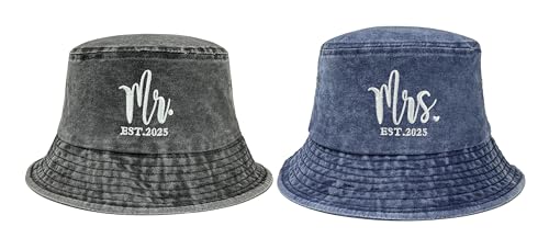 Mr Mrs Est. 2025 (Washed Black & Navy Blue)