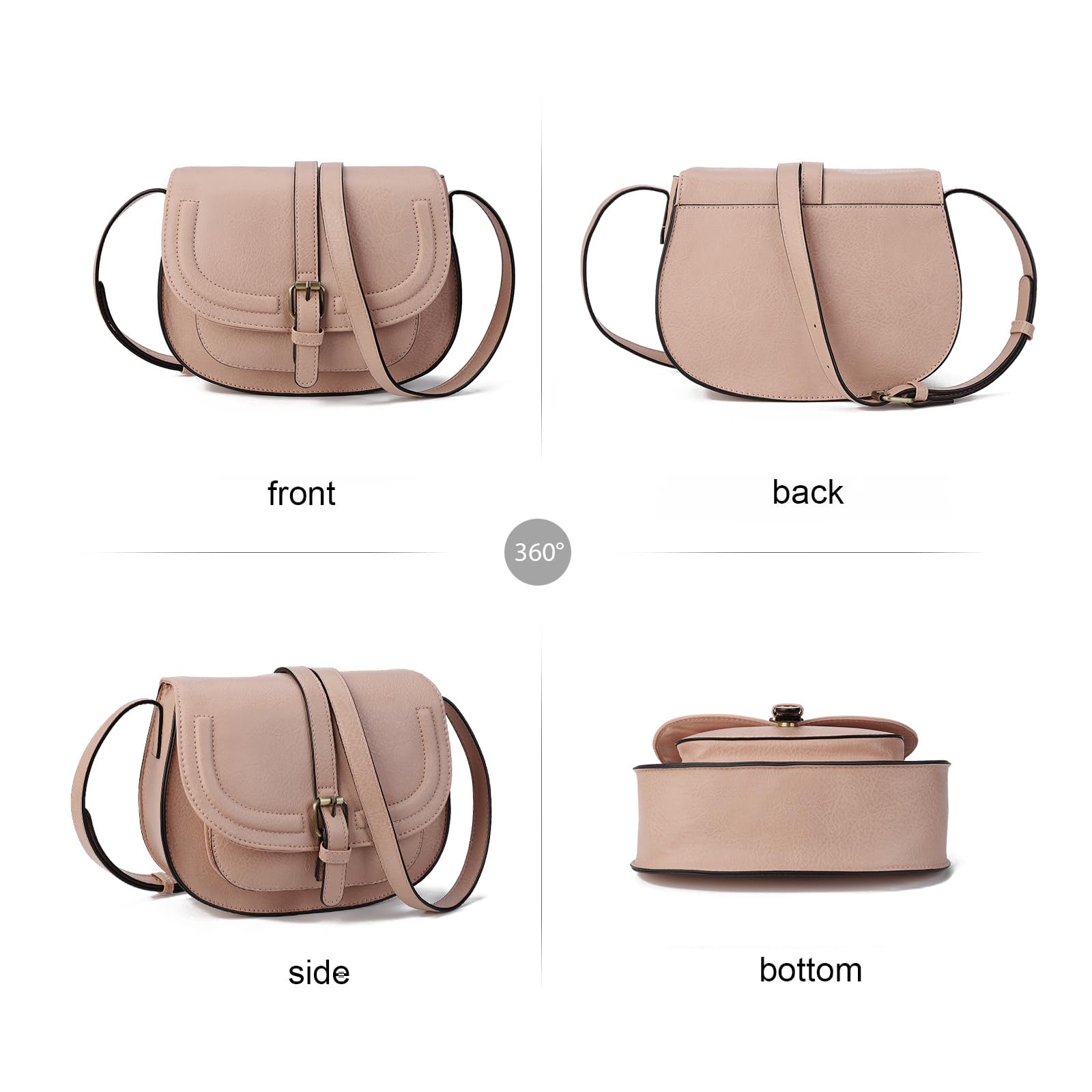 AFKOMST Women's Small Crossbody Bag - Vegan Leather Saddle Purse & Boho Handbag for Everyday Use, Travel, and Casual Outings