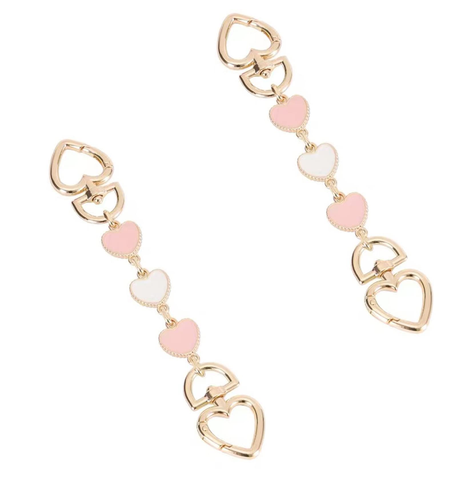 Purse Chain Strap - Heart Handbag Charms & Short Chain Replacement for Shoulder Bags | Adjustable Purse Extender in Pink & White | Perfect for Crossbody Bags, Evening Purses & Fashion Accessories