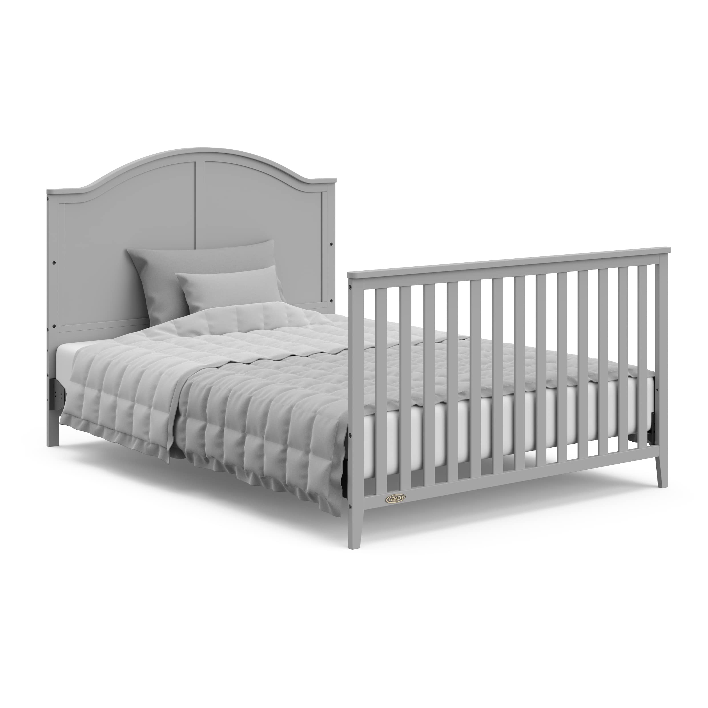Graco Wilfred 5-in-1 Convertible Baby Crib in Pebble Gray – GREENGUARD Gold Certified, Converts to Toddler Bed & Full-Size Bed, Adjustable Mattress Base, Fits Standard Crib Mattress – Perfect for Nursery, Daycare or Guest Room