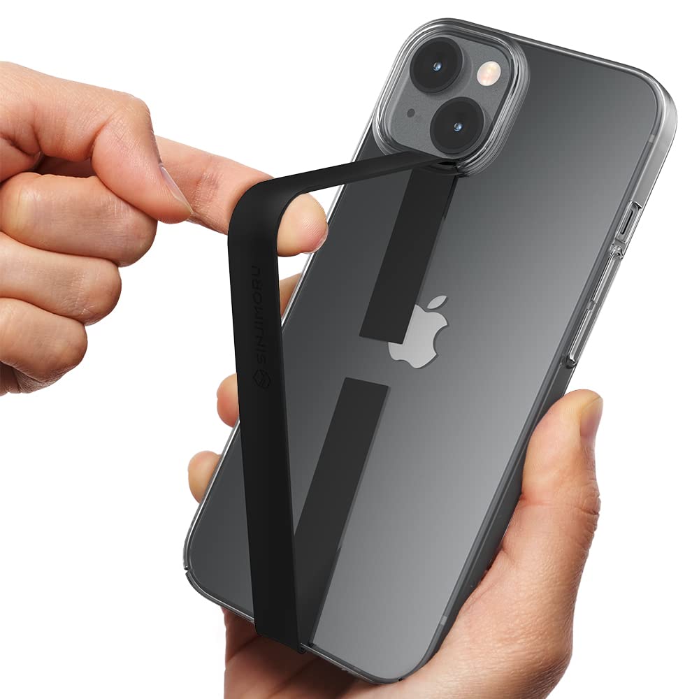 Stretchable Silicone Phone Strap Holder for iPhone & Android - Flexible Elastic Grip with Wireless Charging Support - Secure Finger Loop for Phones (Black) - Perfect for Gym, Running, Travel & Daily Use