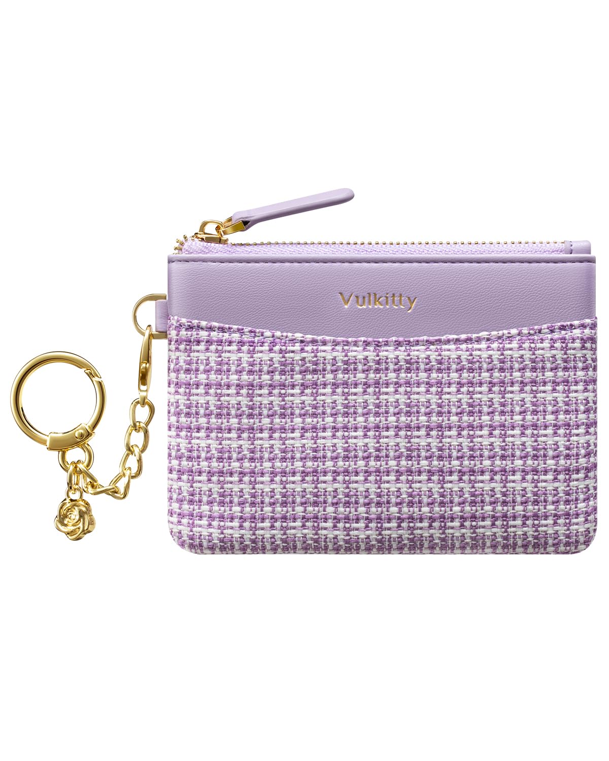Vulkitty RFID Blocking Slim Women's Wallet - Small Coin Purse with Key Ring & Zipper Closure - Mini Credit Card Holder for Everyday Use (Lilac) | Perfect for Shopping, Travel & Daily Essentials Organization