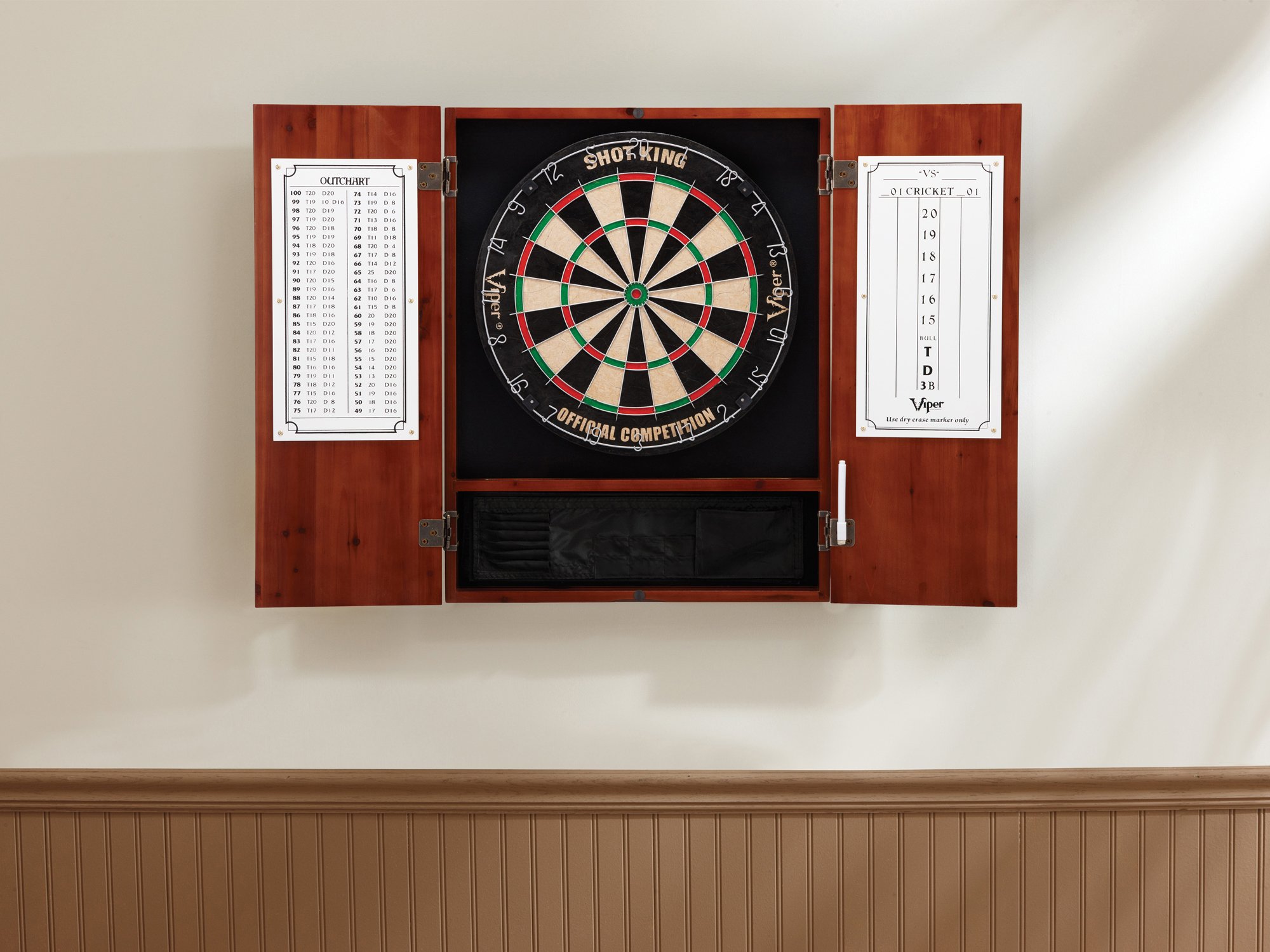 GLD Products Viper Metropolitan Steel Tip Dartboard Cabinet - Sisal & Bristle Surface, Cinnamon Finish (Cabinet Only, No Dartboard Included) | Perfect for Home Game Rooms, Bars, and Recreational Spaces