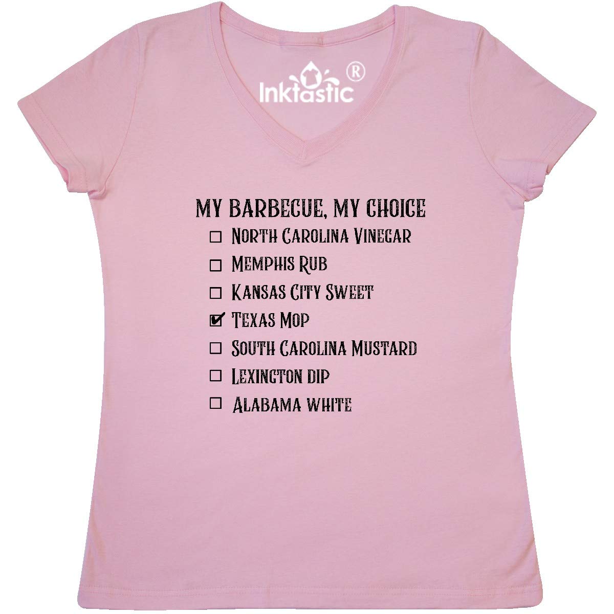 Inktastic My Barbecue Texas Mop Women's V-Neck T-Shirt - Comfortable Casual Tee for BBQ Parties, Summer Outfits & Texas Pride Events