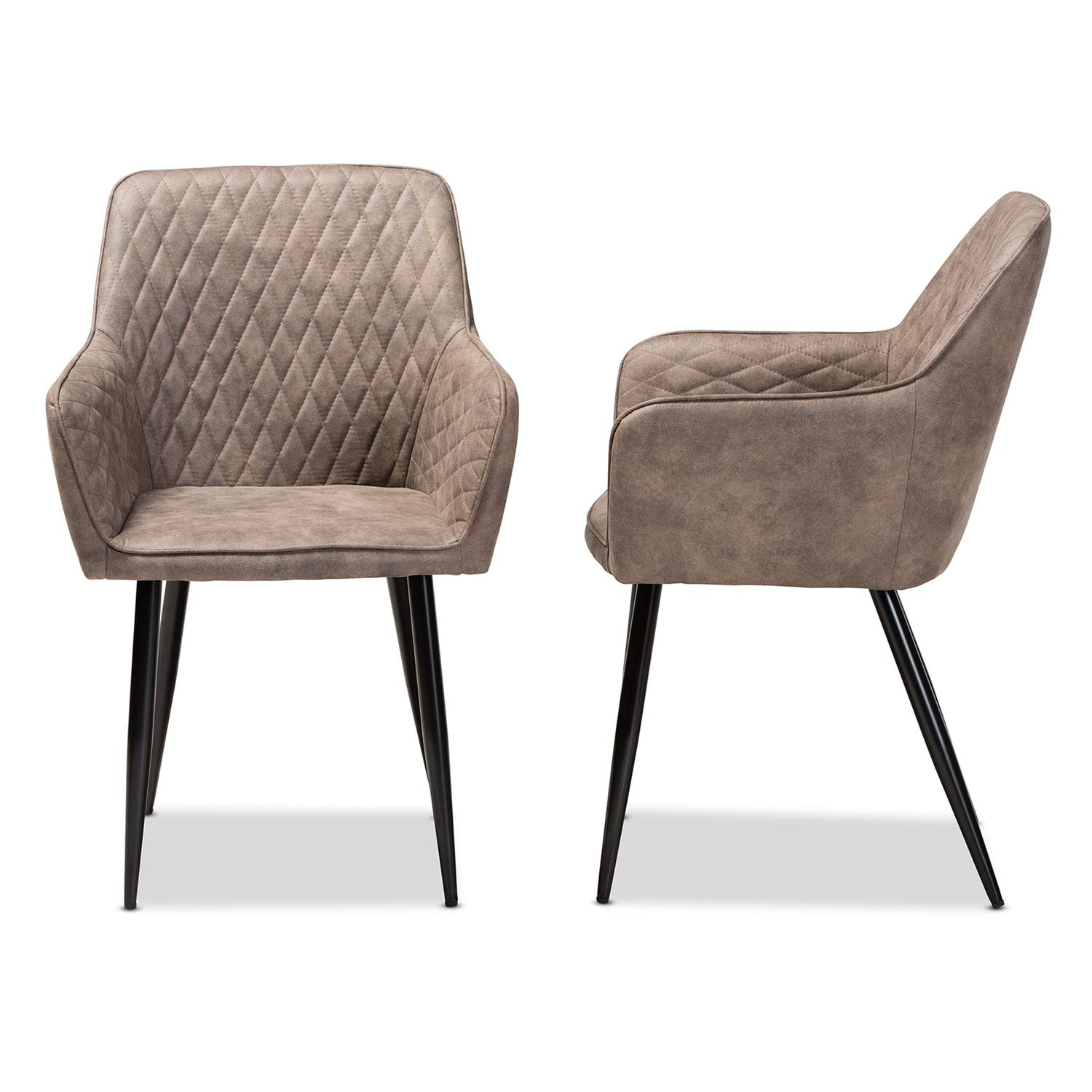 Baxton Studio Set of 2 Belen Grey and Brown Upholstered Dining Chairs - Modern Kitchen & Dining Room Furniture for Home & Restaurant Use