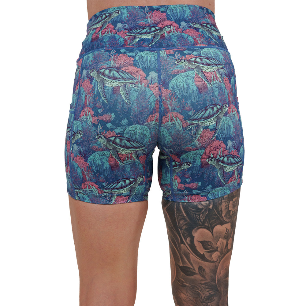 Turtley Obsessed Women's Casual Shorts - Comfortable Summer Beach Shorts for Outdoor Activities, Yoga, and Lounge Wear