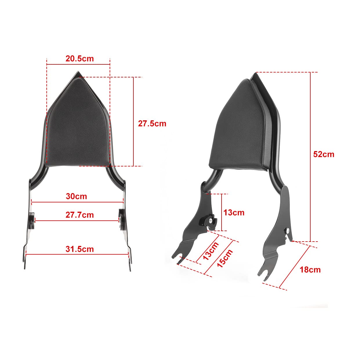 Harley CVO Road Glide Street Touring Road King Sissy Bar Backrest (2009-2023) - Detachable Rear Passenger Backrest Cushion Pad - Black | Comfortable Support for Long Rides & Highway Cruising