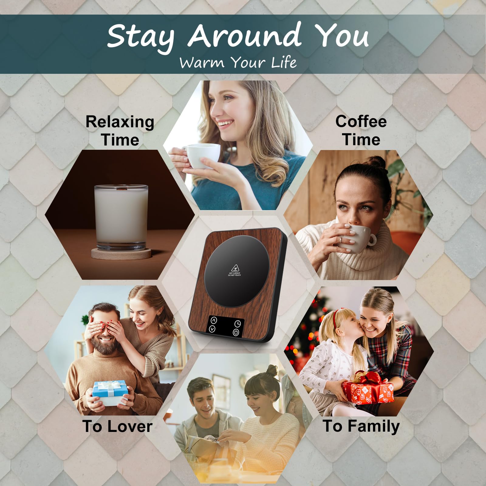 Smart Electric Coffee Mug Warmer with Timer & Auto Shut Off - Wax Candle Warmer Plate for Desk - Perfect for Office, Home & Gifts (Black)