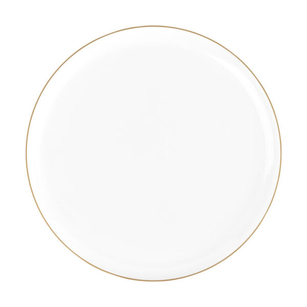 20-Piece Elegant White & Gold Round Plastic Dinnerware Set - Premium Disposable Plates, Bowls, Cups & Cutlery for 10 Guests - Perfect for Weddings, Parties, Catering & Outdoor Events