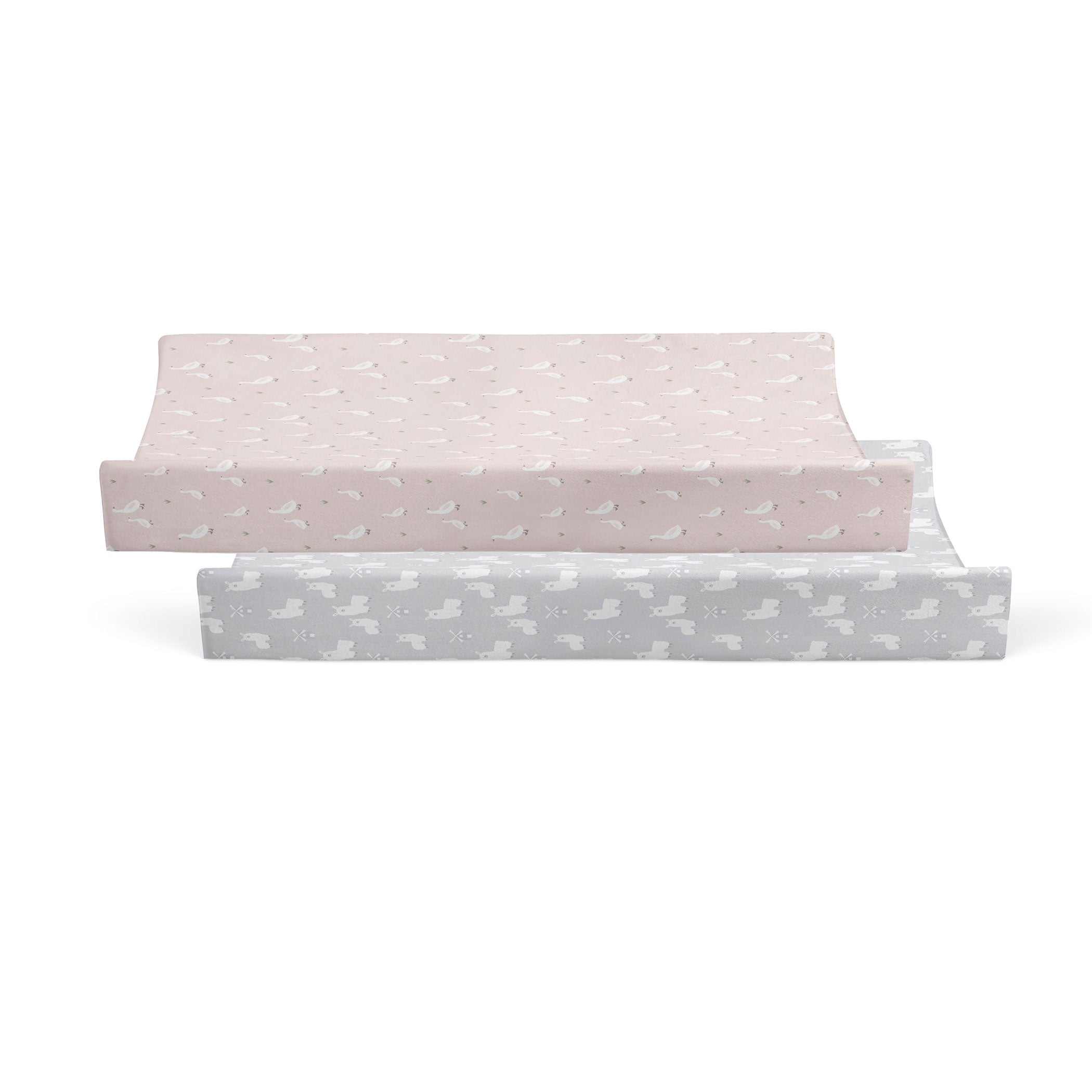 2-Pack Waterproof Changing Pad Covers - Soft Blush & Grey for Baby Nursery, Diaper Changing Station & Travel Use