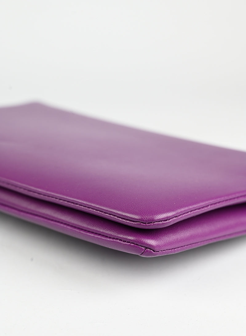 Valentino Leather Clutch Bag with Roman Studs in Purple - Perfect for Evening Parties & Special Occasions