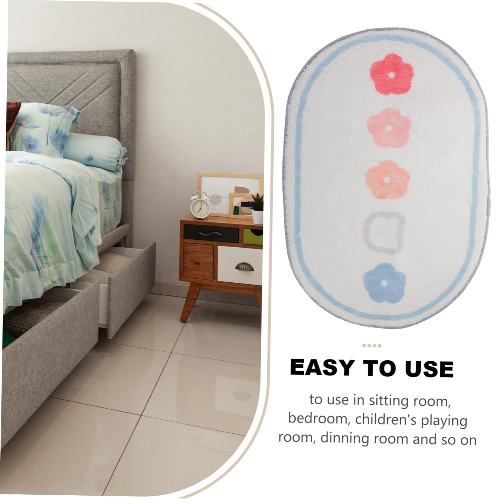 Totority Baby Playmat - Non-Slip Soft Polyester Play Mat with Cartoon Designs for Boys & Girls - Kids Nursery Rug, Living Room Floor Mat for Playtime & Home Decor