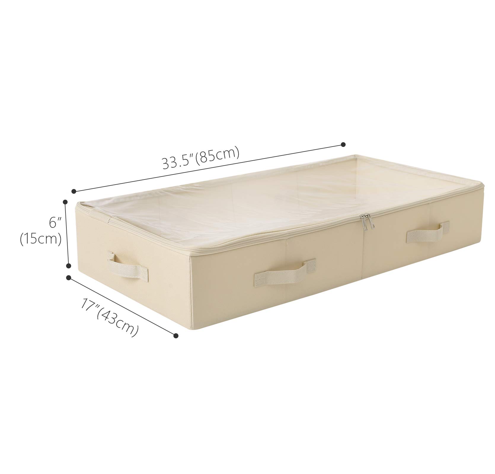 Spacious Clear Lidded Under Bed Storage Bins - Organize Shoes, Blankets, Toys & Wedding Dresses | Beige Plastic Storage Containers for Bedroom Closet Organization
