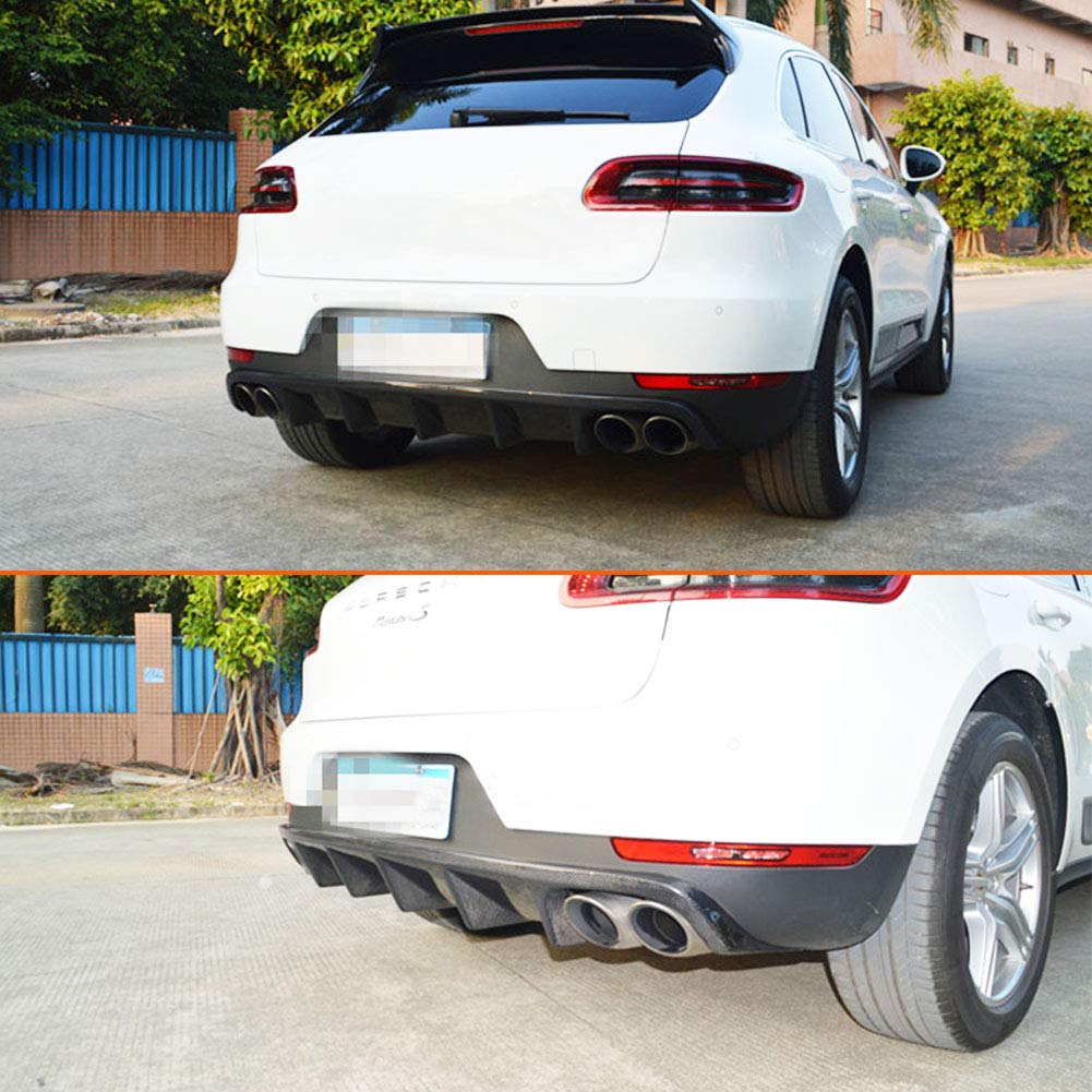 Carbon Fiber Rear Bumper Diffuser for Porsche Macan 2014-2020 | Lower Lip Spoiler Body Kit | Enhances Aerodynamics & Sporty Look | Perfect for Street Racing & Car Shows